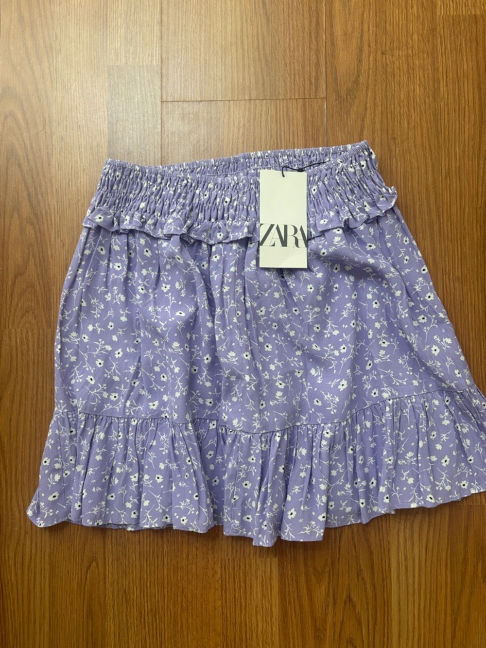 Zara Lavender Floral Ruffle Mini Skirt